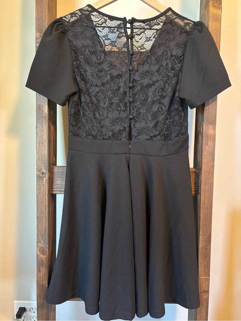 Medium Black A-Line Dress with Lace Back